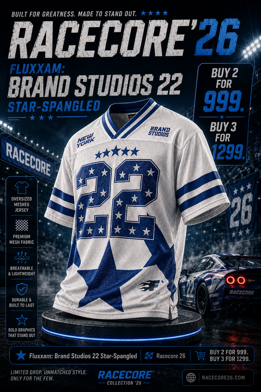 Fluxxam: Brand Studios 22 Star-Spangled Obsidian Stripe Cropped Mesh Jersey