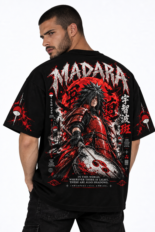 'Ghost of Uchiha' Madara Naruto Tee | Anime Streetwear Oversized T-Shirt