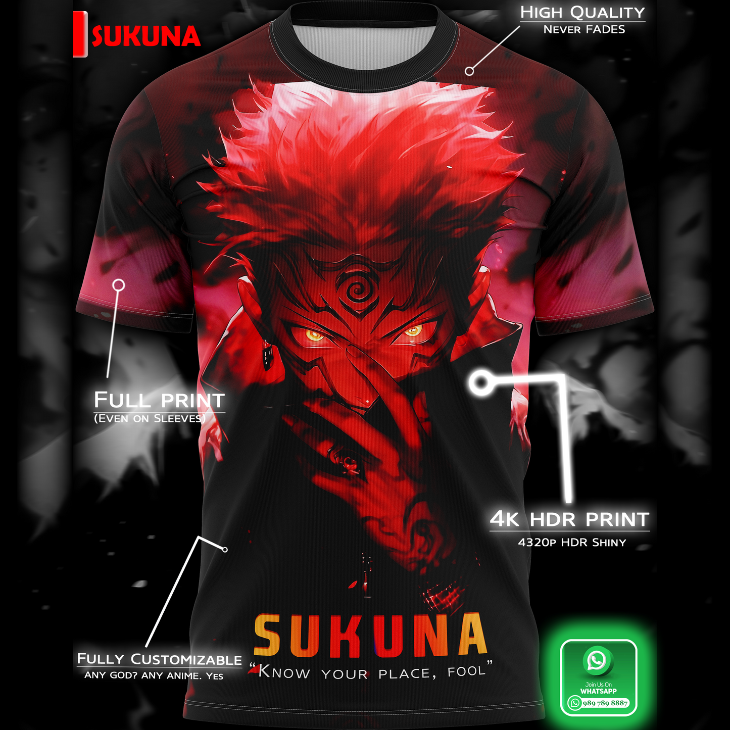 Jujustu Kaisen: SUKUNA "Know your Place, Fool" GRAPHIC T-shirt | AIGenz