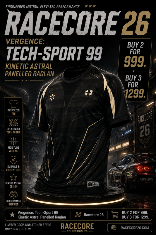 Vergence: Tech-Sport 99 Kinetic Astral Panelled Raglan Oversized T-shirt