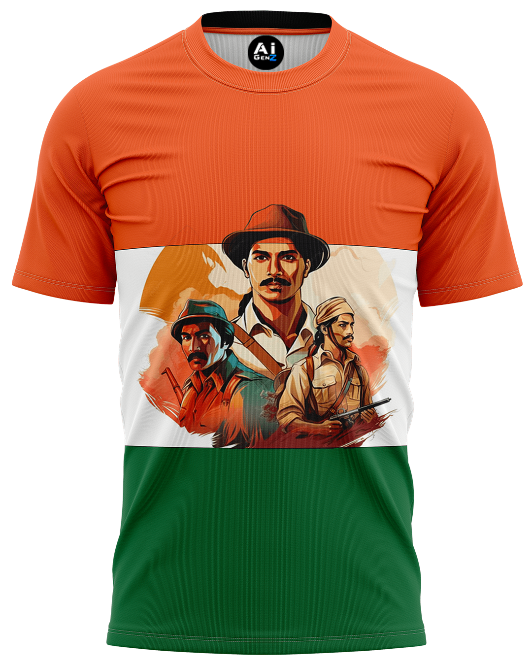 INDEPENDENCE DAY Fully printed India Flag with Freedom fighters GRAPHIC Tee | AIGenz