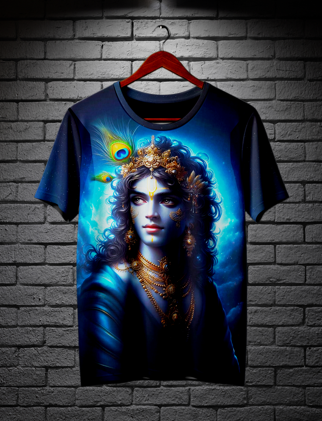 Majestic Lord Shree Krishna Fully Printed Graphic T-shirt | AIGenz