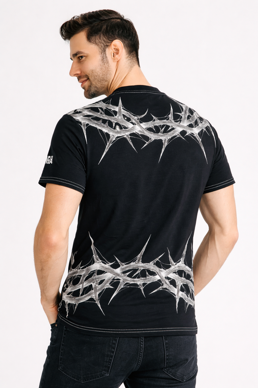ESMA: Ethereal Thorns Monochromatic Bio-Organic Oversized Streetwear T-shirt