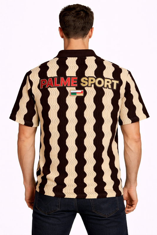 Pieces Uniques: Villa Picta Archive Espresso Wave-Knit Retro Polo Jersey
