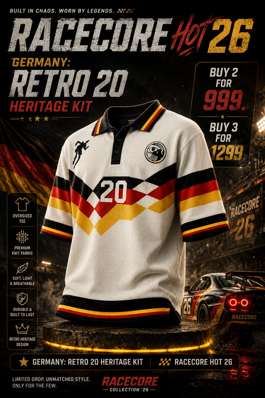Germany: Retro 20 Heritage Kit Tricolor Chevron Knit Oversized Polo T-shirt