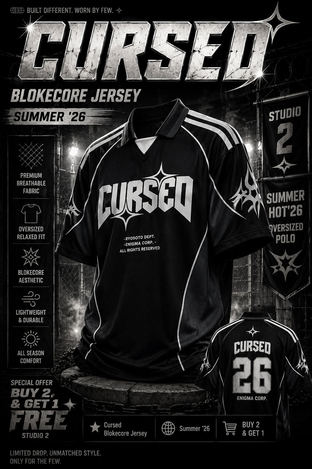 "Cursed" Blokecore Jersey | Y2K Tribal Oversized Polo