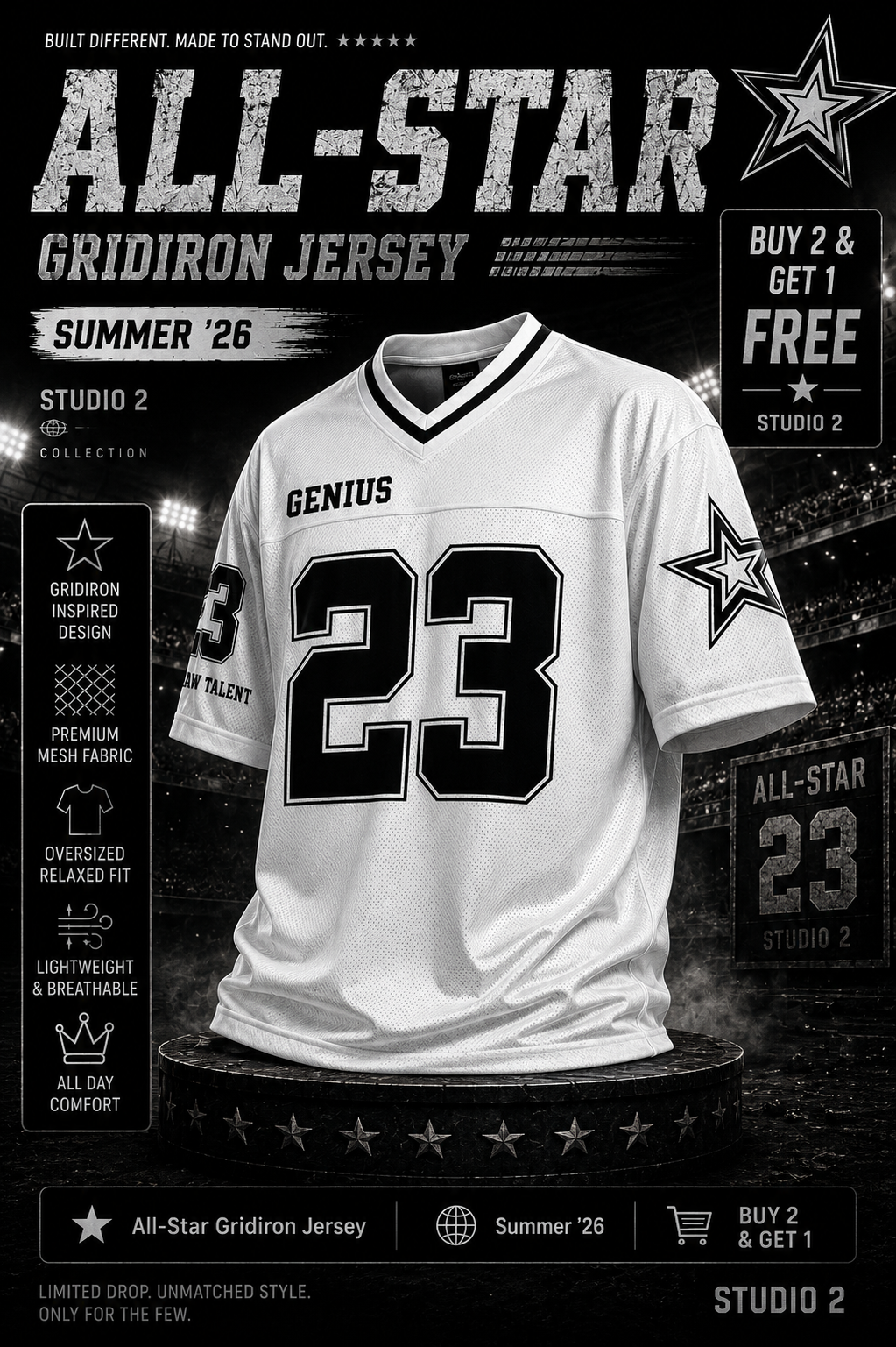 All-Star Gridiron Jersey | Oversized tee