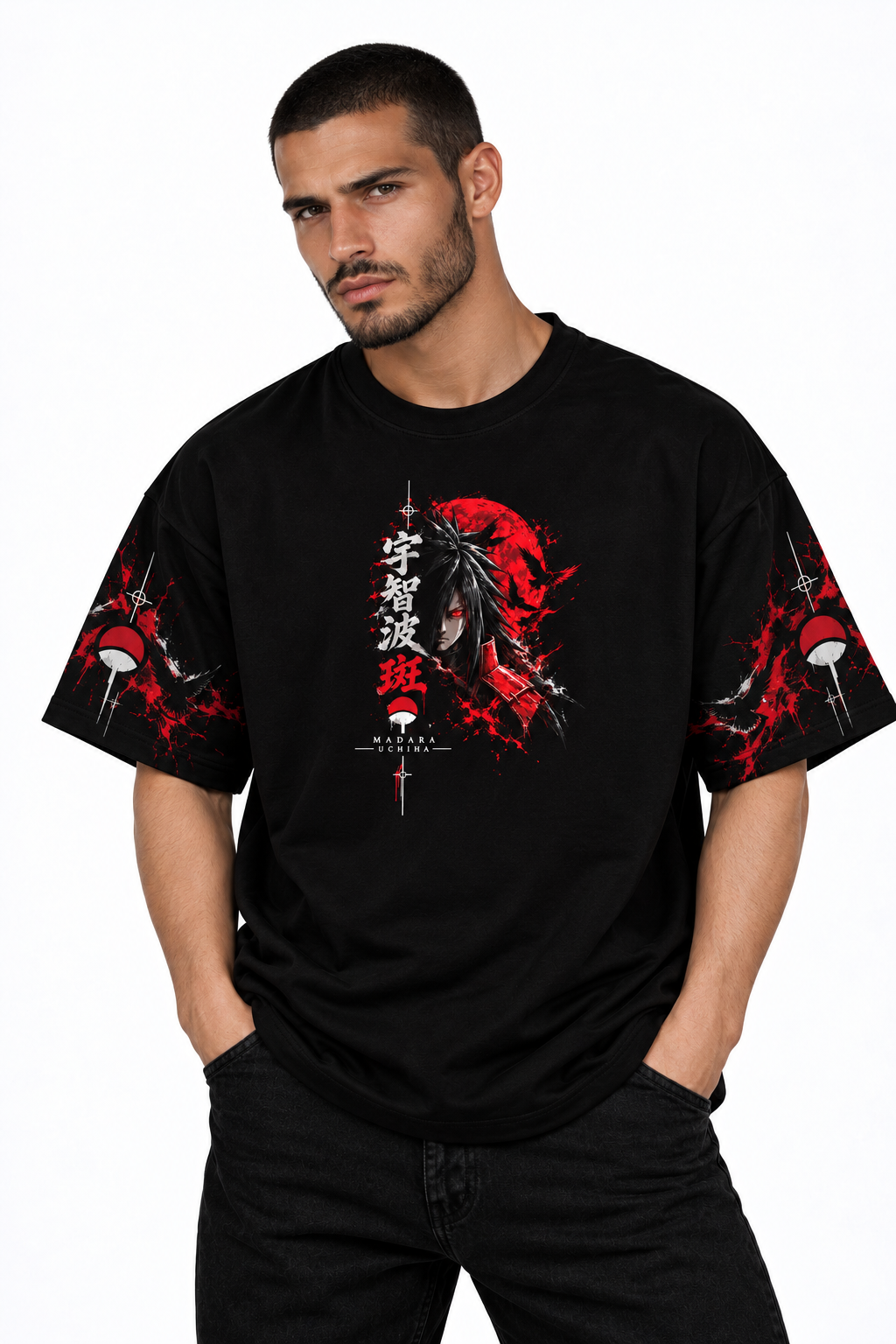 'Ghost of Uchiha' Madara Naruto Tee | Anime Streetwear Oversized T-Shirt