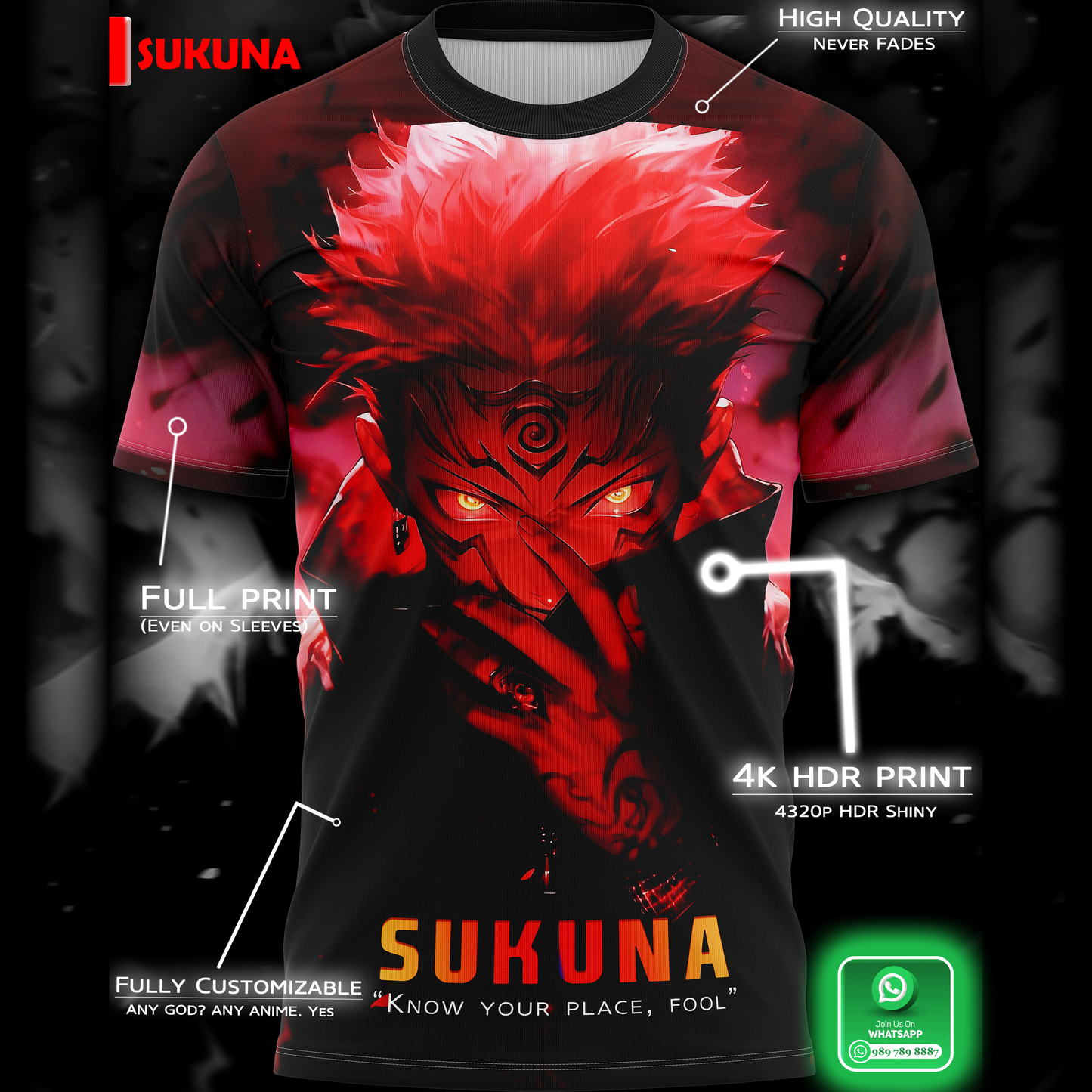 Jujustu Kaisen: SUKUNA "Know your Place, Fool" GRAPHIC T-shirt  | AIGenz