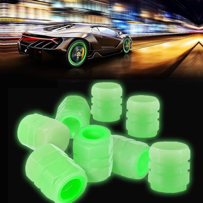 Vibrant Tyre Valve Caps Luminous Glow Car Tire Air Stem Valve Cap Covers ( 4 Pcs ) | Upgrade your Vehicles tyres!