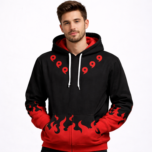 Mangekyou sharingan #5 | Red/Black Hoodie for Man Stylish | 300 GSM Rich Cotton Fleece Solid Oversized Hoodie