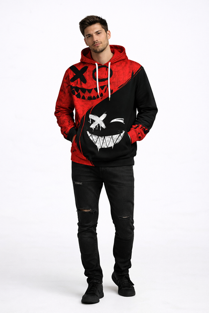 Urban streetwear XO hoodie #6 | Red/Black Hoodie for Man Stylish | 300 GSM Rich Cotton Fleece Solid Oversized Hoodie