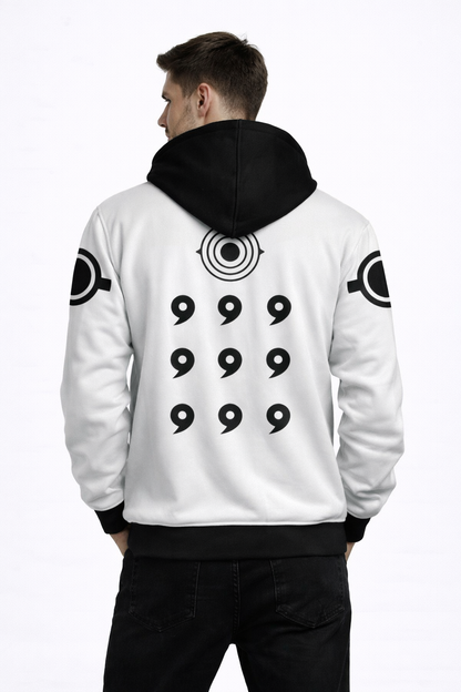 Anime inspired White Winter Hoodie #8 | Hoodie for Man Stylish | 300 GSM Rich Cotton Fleece Solid Oversized Fit Hooded Full Sleeve Oversized Hoodie