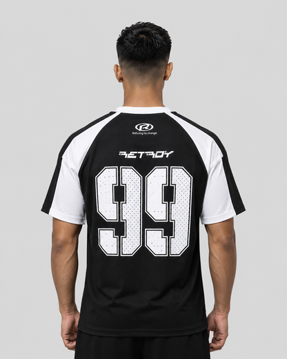 Retroy: Refusing To Change 99 Halftone Typography Contrast Raglan Oversized T-shirt