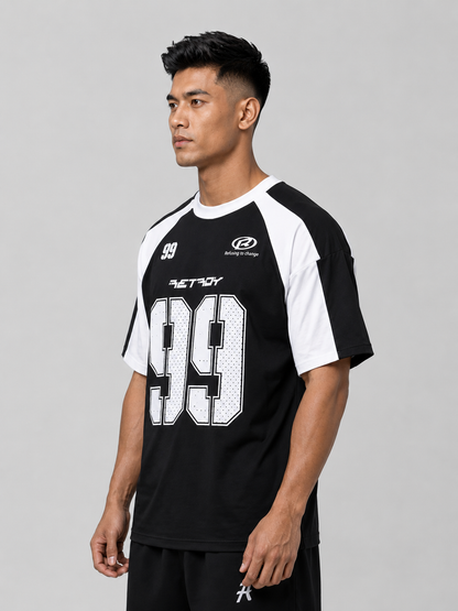 Retroy: Refusing To Change 99 Halftone Typography Contrast Raglan Oversized T-shirt