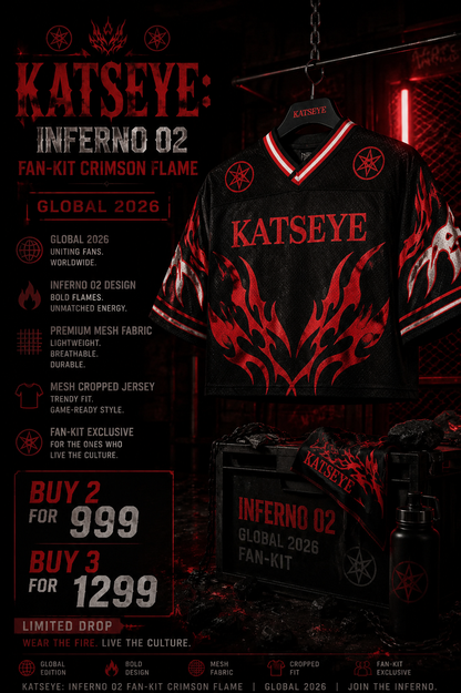 Katseye: Inferno 02 Fan-Kit Crimson Flame Mesh Cropped Jersey