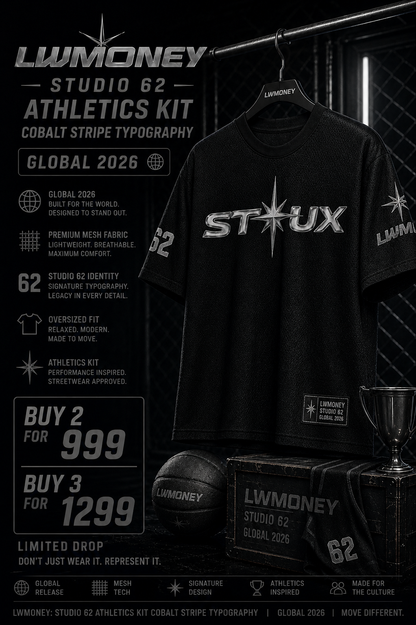 Lwmoney: Studio 62 Athletics Kit Cobalt Stripe Typography Oversized Mesh Jersey