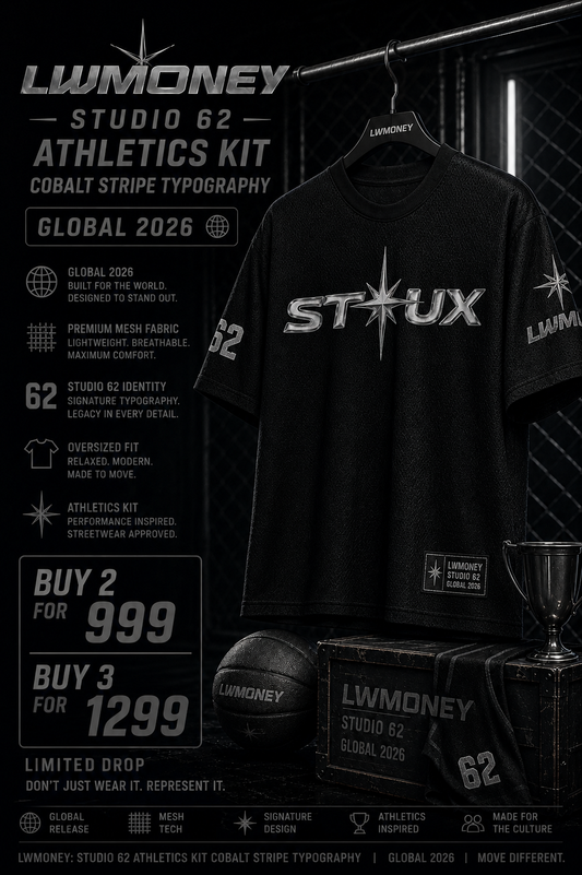 Lwmoney: Studio 62 Athletics Kit Cobalt Stripe Typography Oversized Mesh Jersey