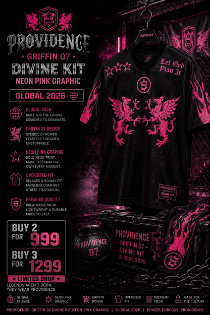 Providence: Griffin 07 Divine Kit Neon Pink Graphic Oversized T-shirt