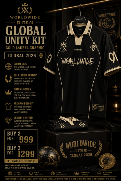 Worldwide: Elite 01 Global Unity Kit Gold Laurel Graphic Polo T-shirt