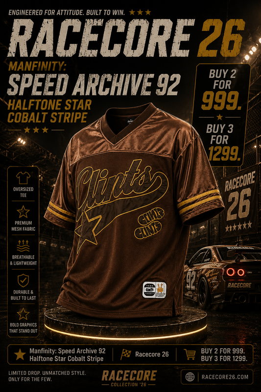 Manfinity: Speed Archive 92 Halftone Star Cobalt Stripe Oversized Racing Shirt