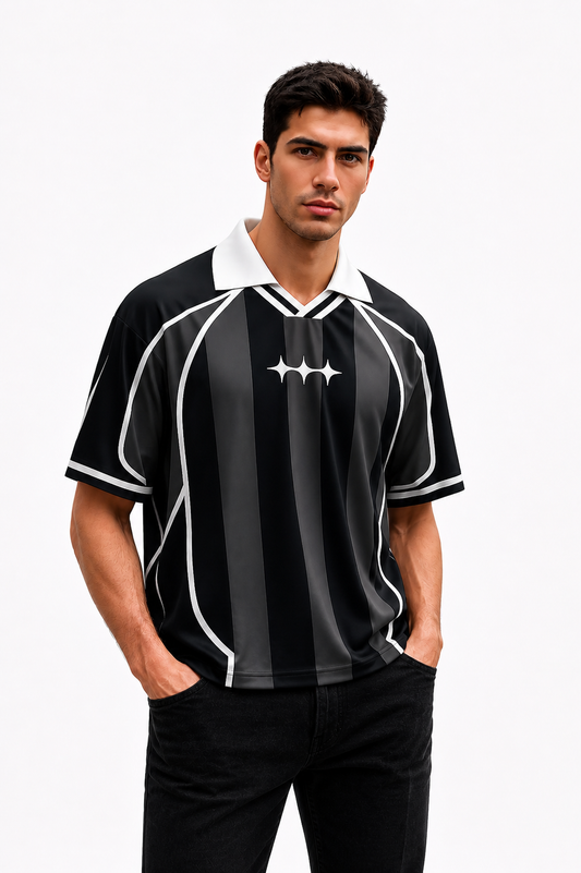 Germany: Retro 20 Heritage Kit Tricolor Chevron Knit Oversized Polo T-shirt