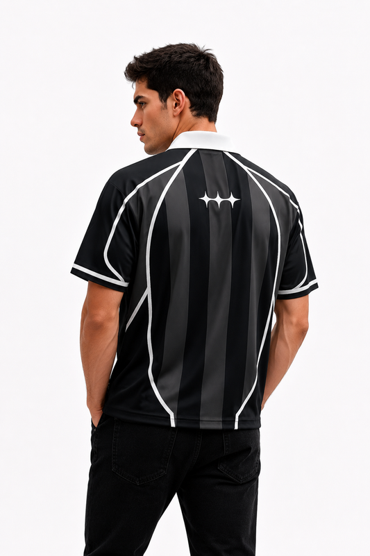 Germany: Retro 20 Heritage Kit Tricolor Chevron Knit Oversized Polo T-shirt