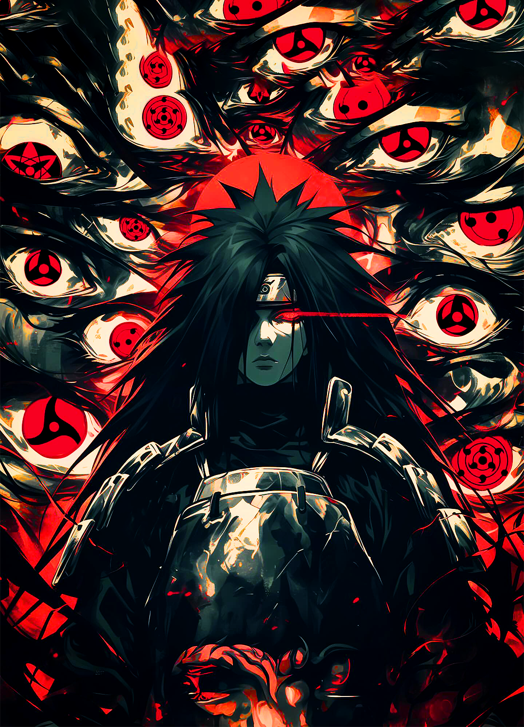 Madara Uchiha [Eternal Mangekyou] 4320p [FULL PRINT] Graphic Tshirt | AIGenz