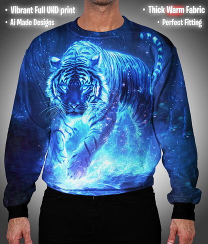 Glowing Aura Blue Tiger - SWEATSHIRT