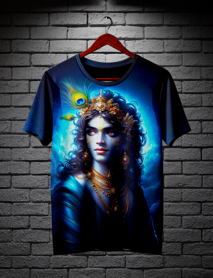 Majestic Lord Shree Krishna Fully Printed Graphic T-shirt | AIGenz