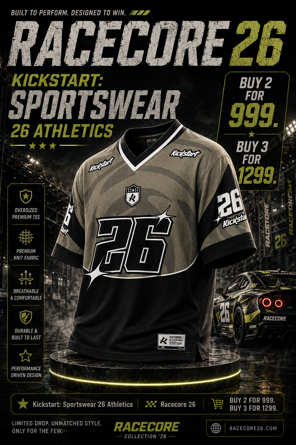 Kickstart: Sportswear 26 Athletics Kit Shadow Wave Typography Oversized T-Shirt