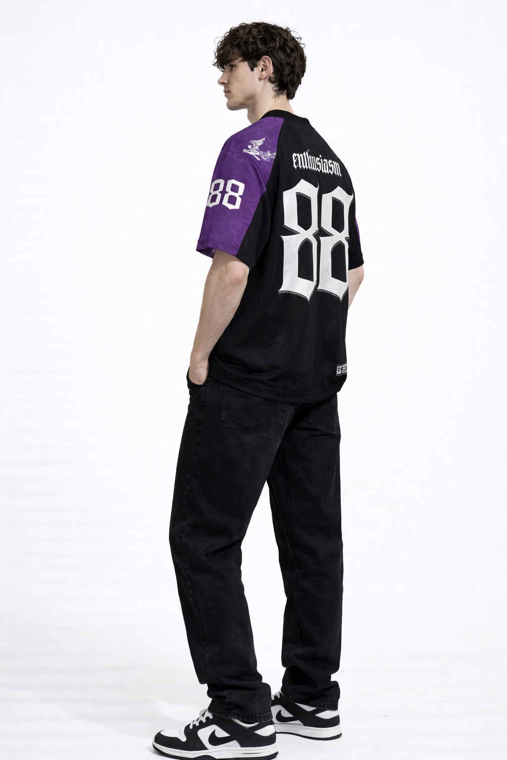 Hellfire Signature 88 V-Neck | Cyber-Y2K Oversized Flame Jersey