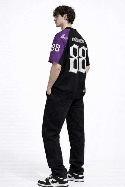 Hellfire Signature 88 V-Neck | Cyber-Y2K Oversized Flame Jersey