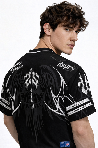 Cyber-Gothic Graphic Jersey | Cyber-Y2K Oversized Tee