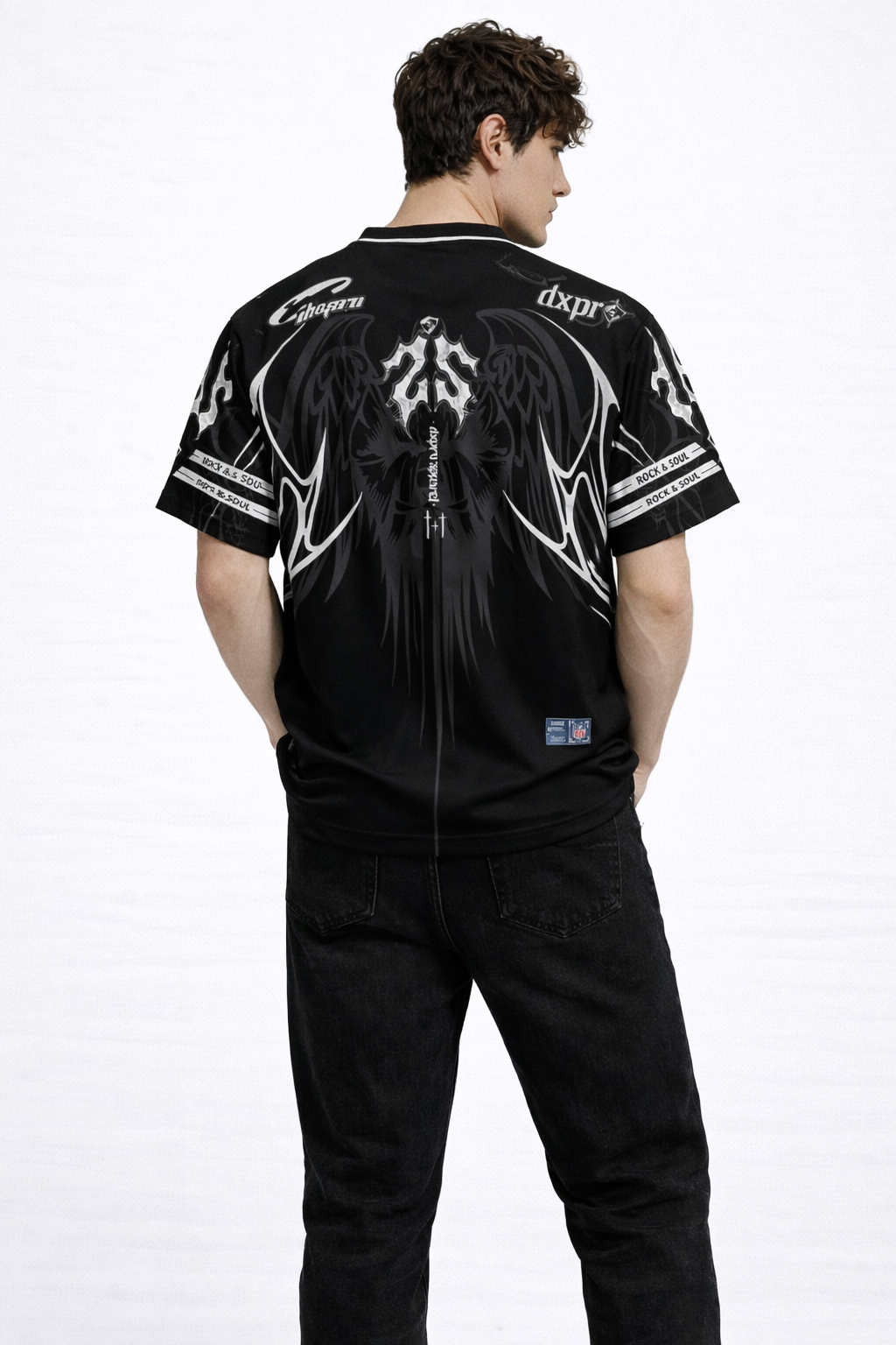 Cyber-Gothic Graphic Jersey | Cyber-Y2K Oversized Tee