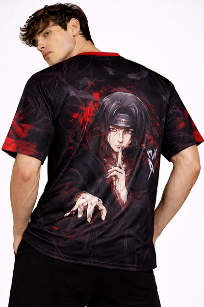 Naruto: Itachi 08 Uchiha Shinobi Kit Crimson Shadow Graphic Oversized T-shirt