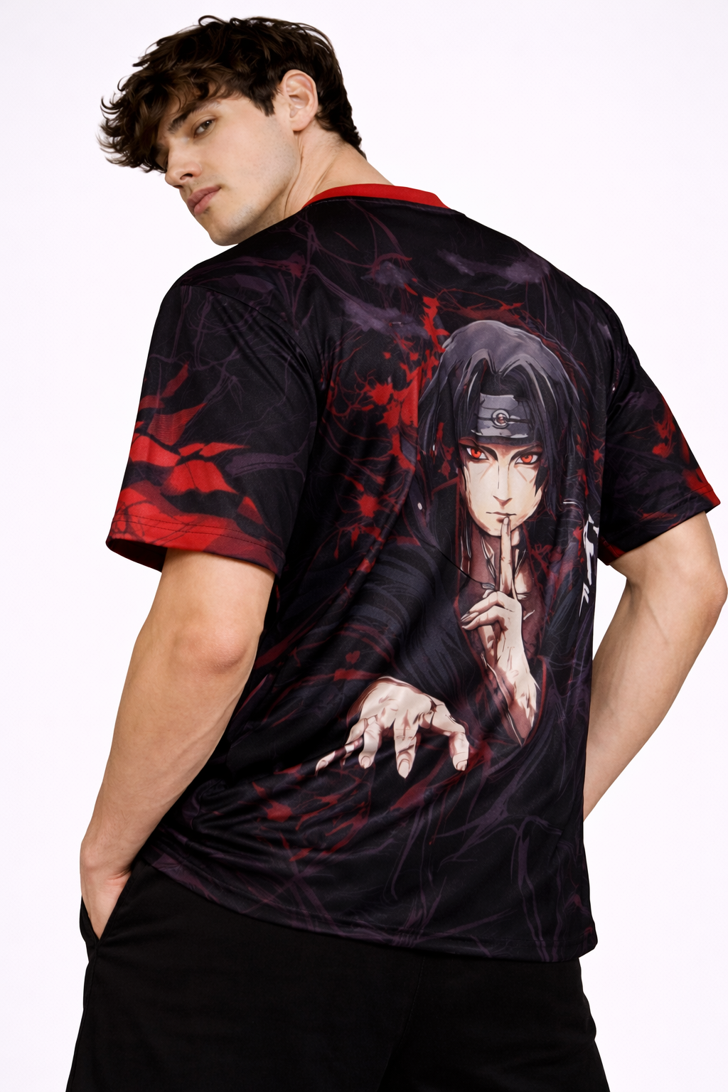 Naruto: Itachi 08 Uchiha Shinobi Kit Crimson Shadow Graphic Oversized T-shirt
