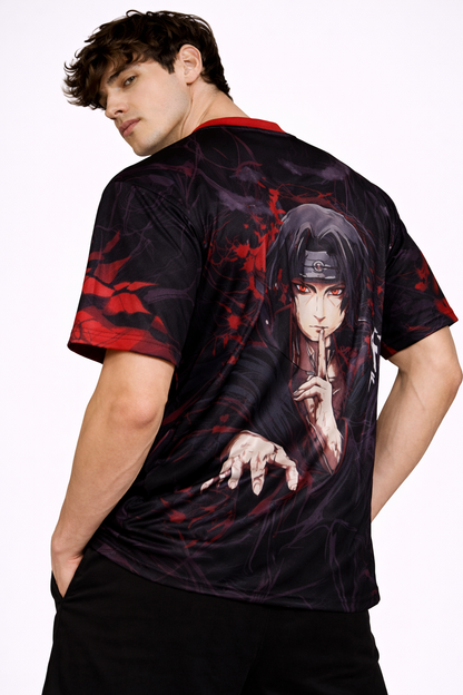 Naruto: Itachi 08 Uchiha Shinobi Kit Crimson Shadow Graphic Oversized T-shirt