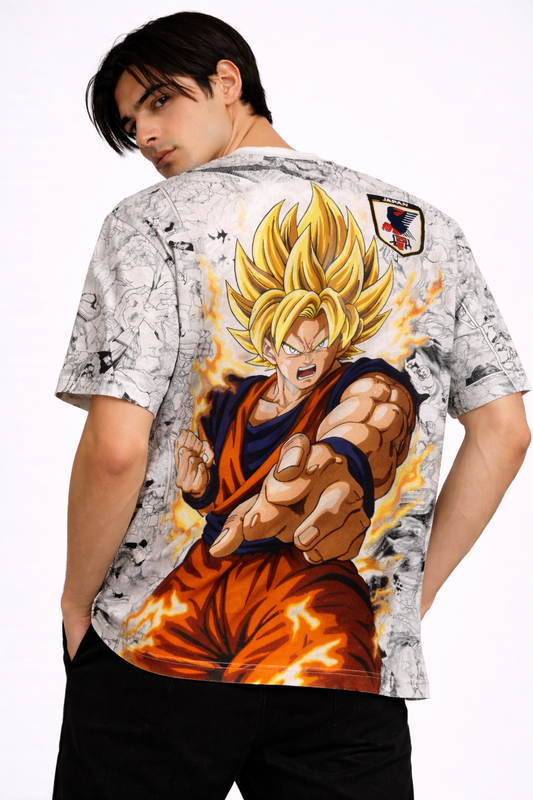 Dragon Ball: Goku 04 Japan Manga Kit Monochromatic Sketch Graphic Oversized T-shirt