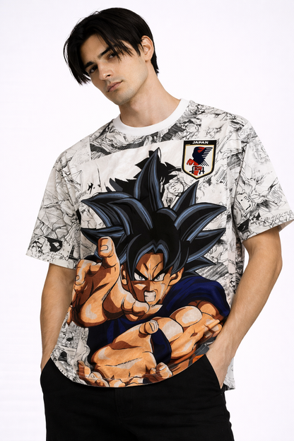 Dragon Ball: Goku 04 Japan Manga Kit Monochromatic Sketch Graphic Oversized T-shirt