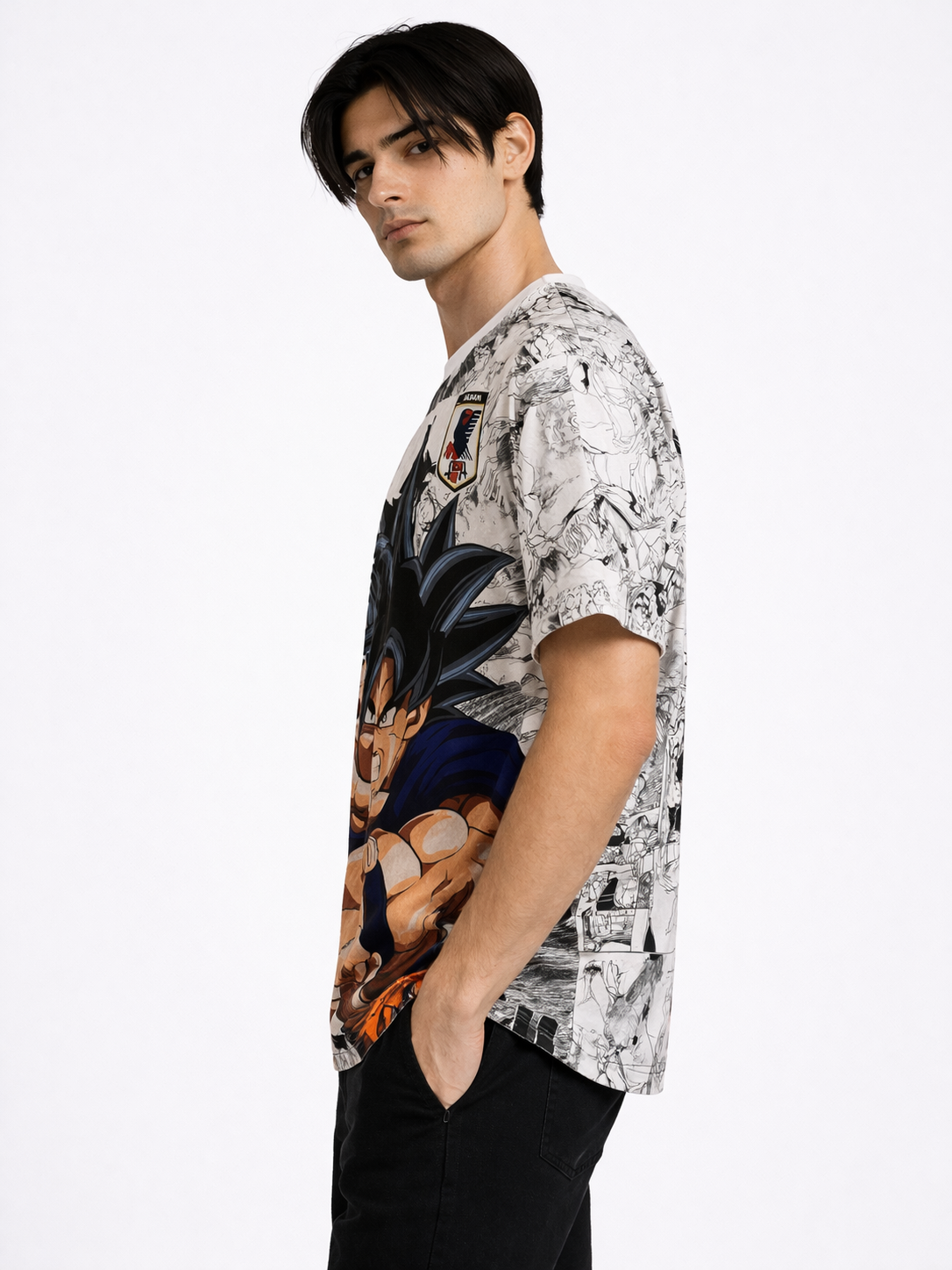 Dragon Ball: Goku 04 Japan Manga Kit Monochromatic Sketch Graphic Oversized T-shirt