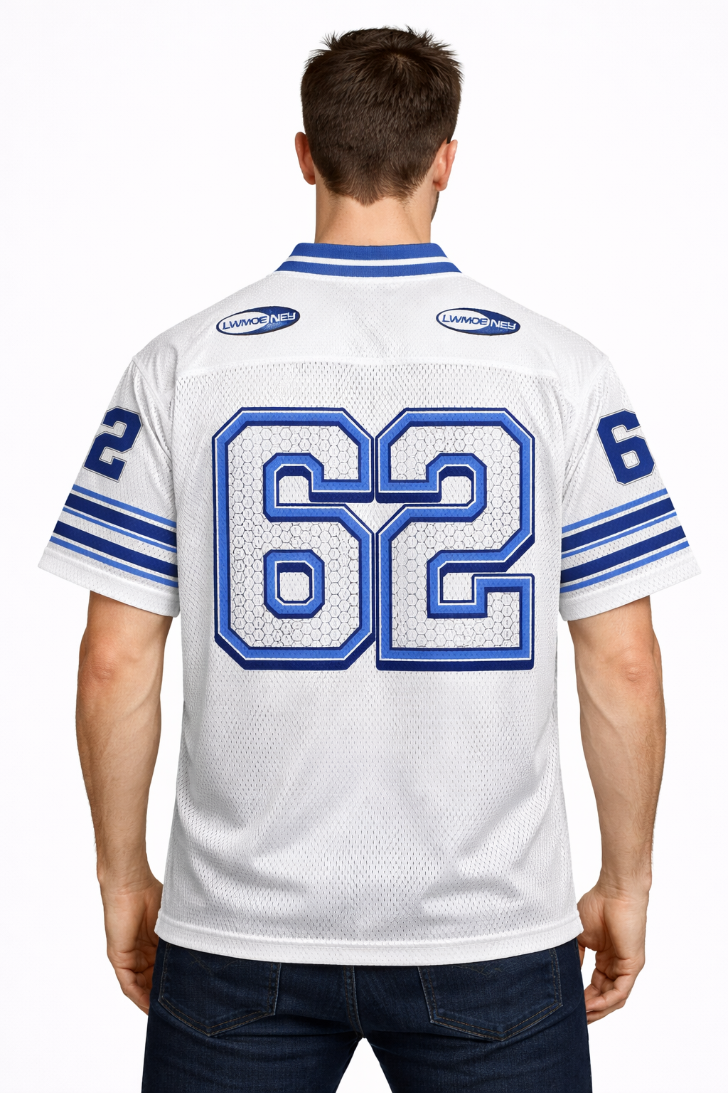 Lwmoney: Gridiron 62 Studio Archive Cobalt Stripe Mesh Cropped Jersey