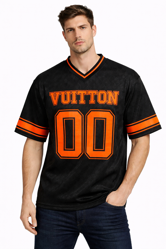 Louis Vuitton: Monogram Jacquard 00 Varsity Neon Stripe Oversized V-Neck Jersey