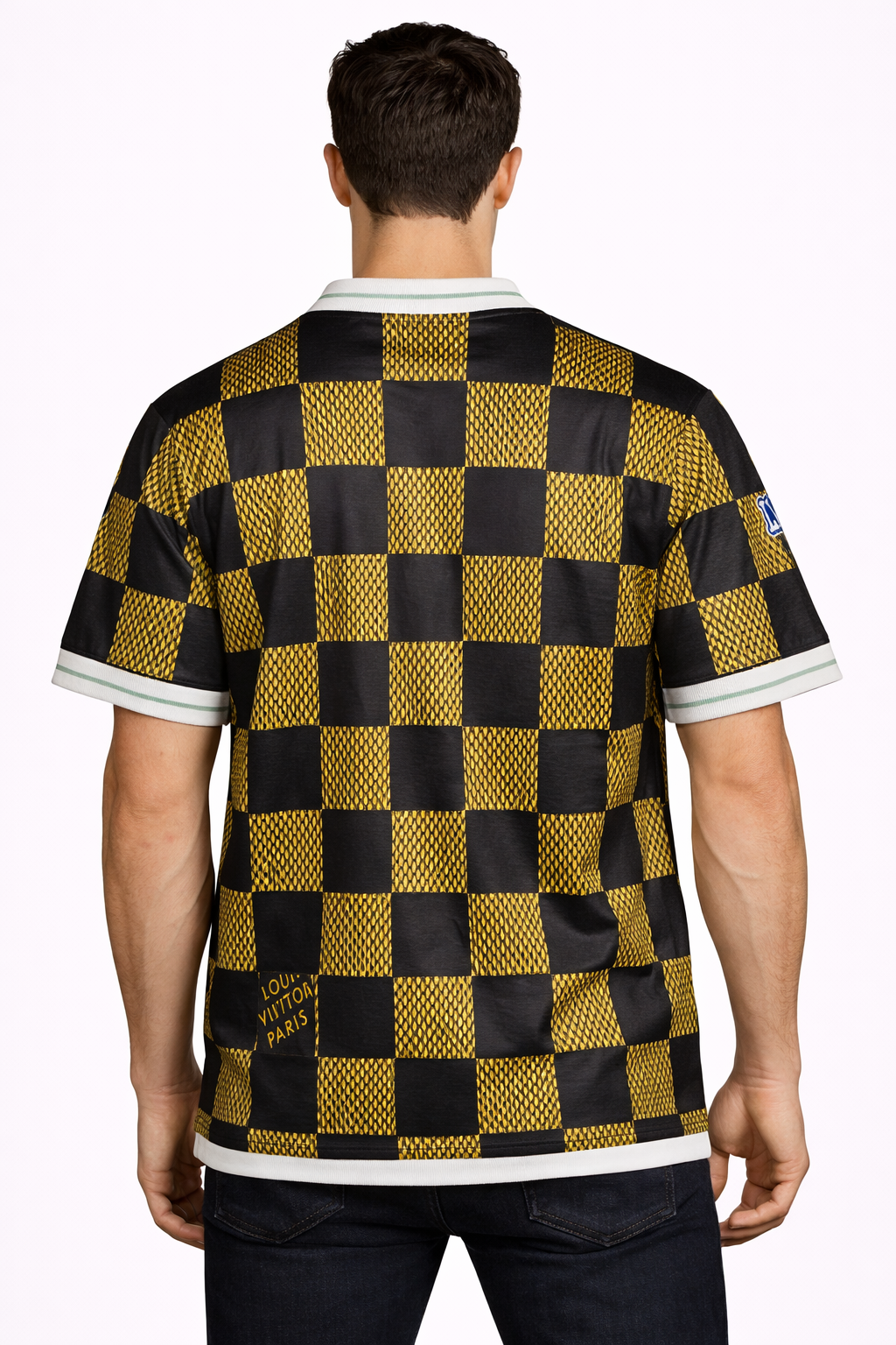 Louis Vuitton: Damier Mesh Racing Kit Graphite Amber Marque Déposée Oversized V-Neck Jersey