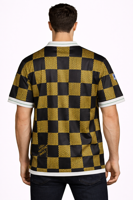 Louis Vuitton: Damier Mesh Racing Kit Graphite Amber Marque Déposée Oversized V-Neck Jersey