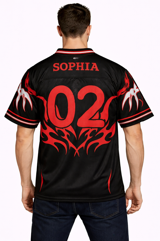 Katseye: Inferno 02 Fan-Kit Crimson Flame Mesh Cropped Jersey