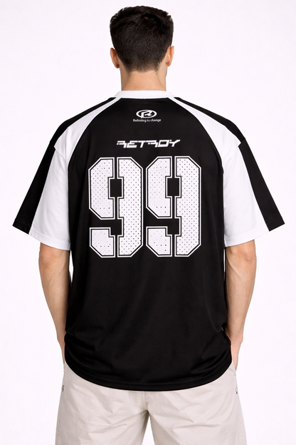 Retroy: Refusing To Change 99 Halftone Typography Contrast Raglan Oversized T-shirt