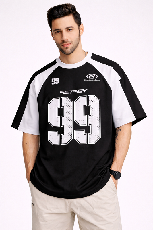 Retroy: Refusing To Change 99 Halftone Typography Contrast Raglan Oversized T-shirt