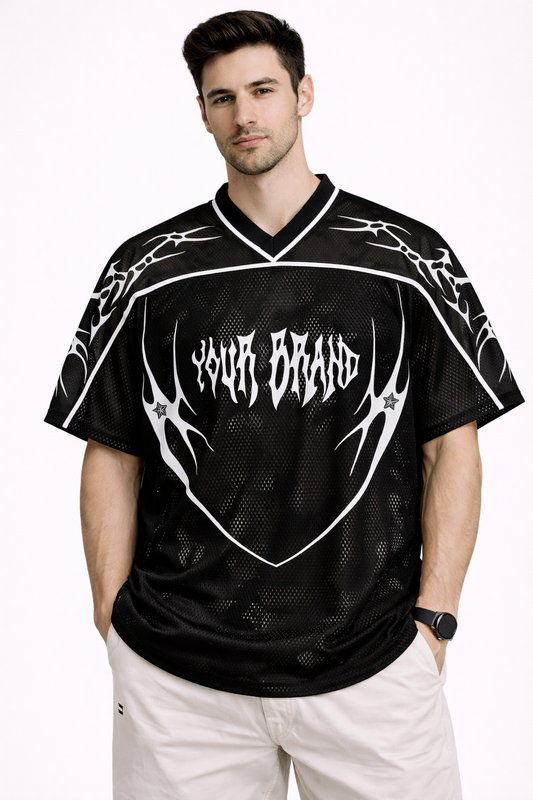 Manfinity: California 23 Butterfly-Archive Obsidian Crimson Stripe Heavyweight Mesh Jersey
