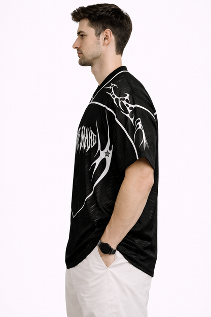 Manfinity: California 23 Butterfly-Archive Obsidian Crimson Stripe Heavyweight Mesh Jersey